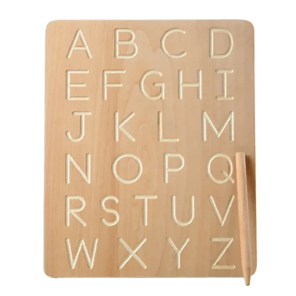 Montessori Wooden Alphabet Board for Children Letters Educational Toy Baby Handwritten Track Copy Groove Toys Alphanumeric Board