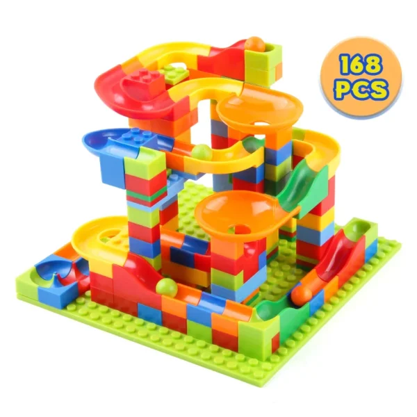 168-336PCS Marble Racing Maze Fairway Toys Compatible with Urban Building Blocks Funnel Sliding DIY Construction Toys