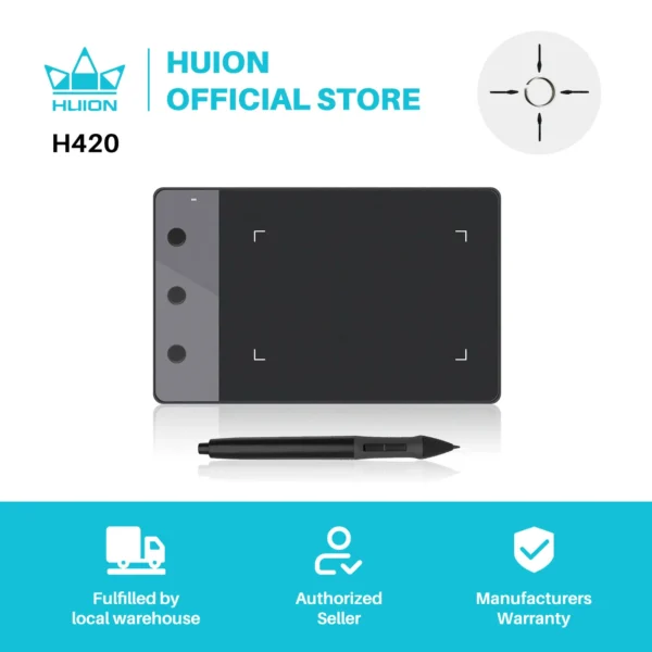 New HUION H420 Graphics Tablets 4" x 2.23" Professional Signature Digital Pen Tablets USB Art Drawing Tablets Black Online Teach