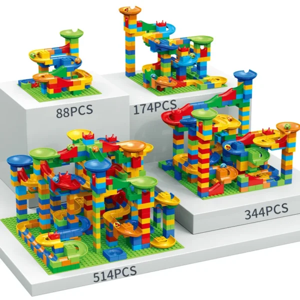 84-514PCS Marble Racing Maze Ball Track Toys Compatible with Urban Building Blocks Funnel Sliding DIY Building Toys